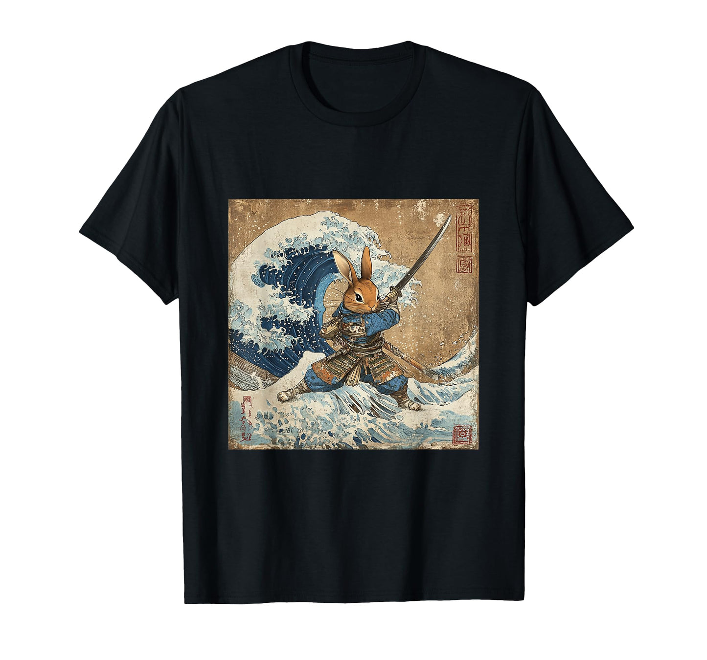 Bunny Rabbit Samurai Warrior Vintage Japanese Art Anime T-Shirt