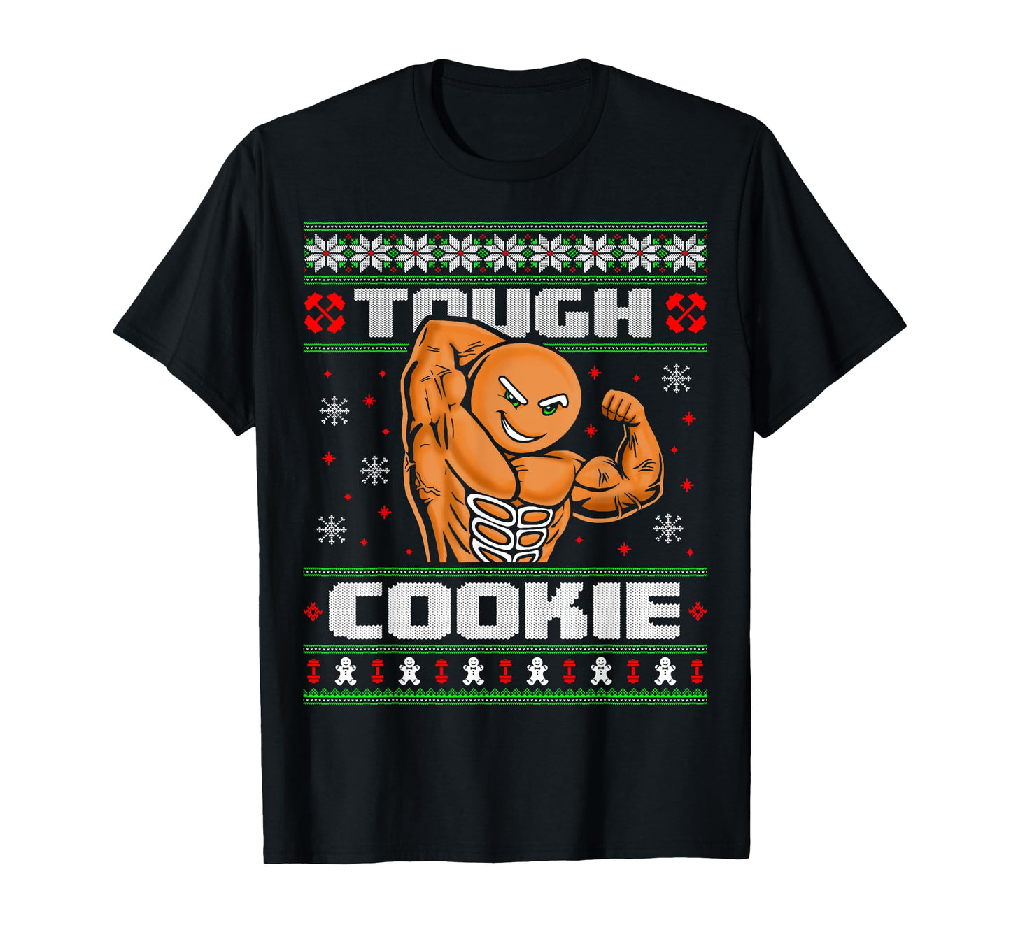 Gingerbread Man Funny Christmas Workout Gym Ugly Sweater T-Shirt