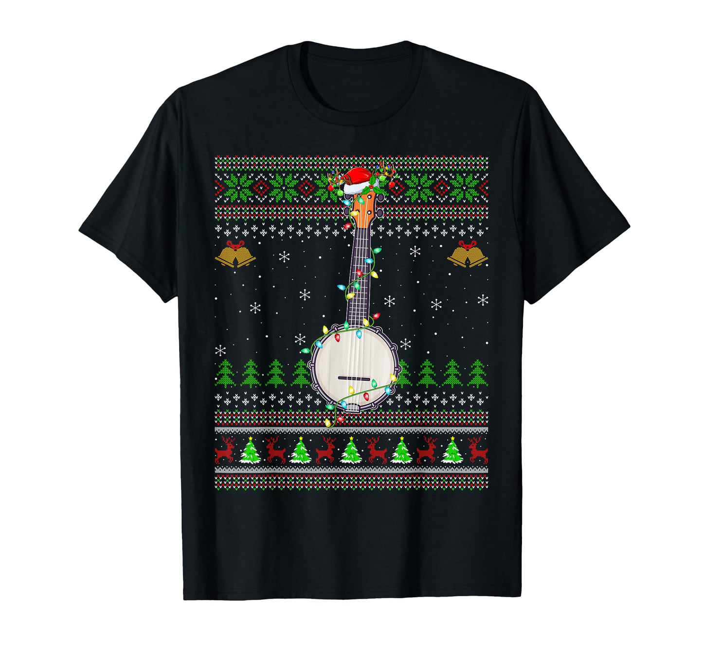 Banjo Ugly Christmas Sweaters Banjo Music Lover Xmas T-Shirt