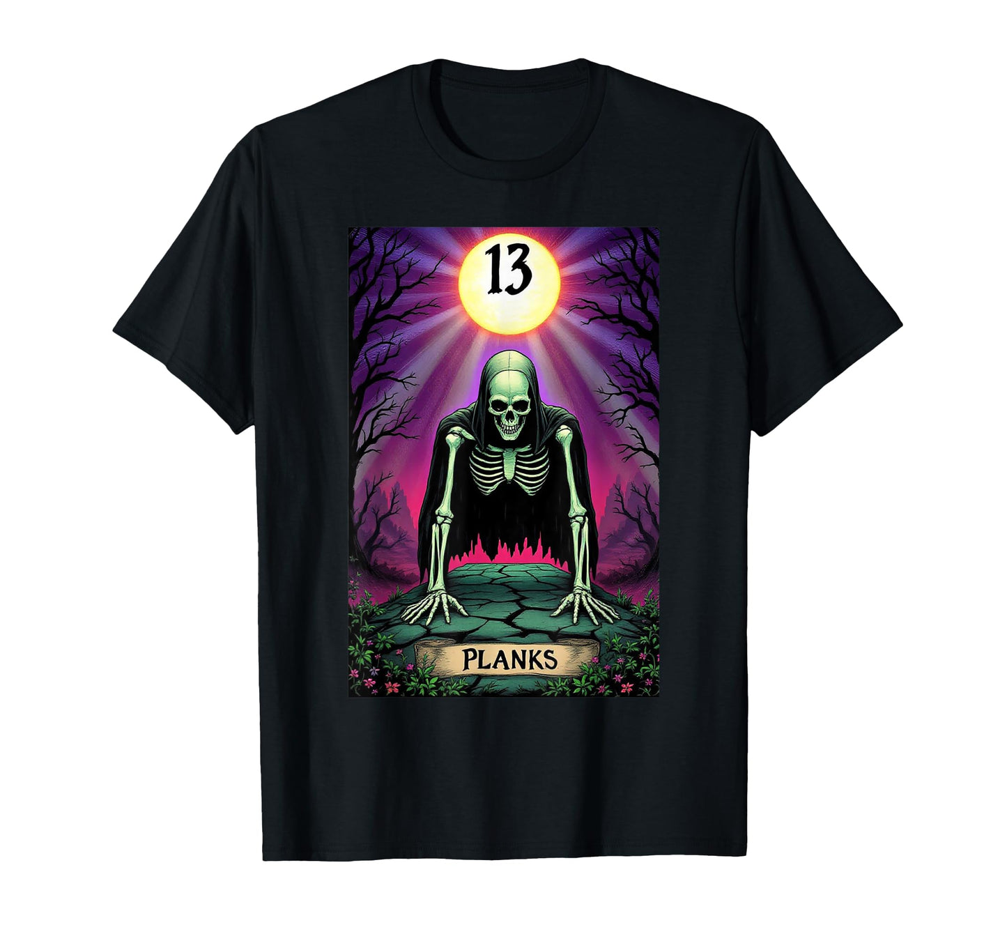 Funny Tarot Card Planks Gym Occult Workout Core Fitness T-Shirt