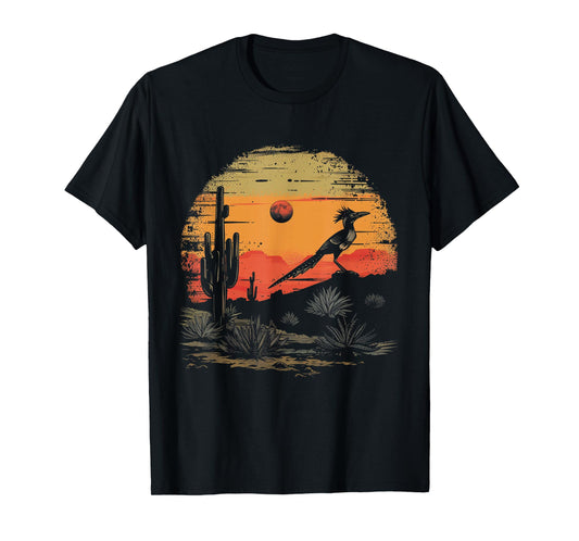 Roadrunner Bird Desert Landscape Cactus Arizona Texas Nevada T-Shirt