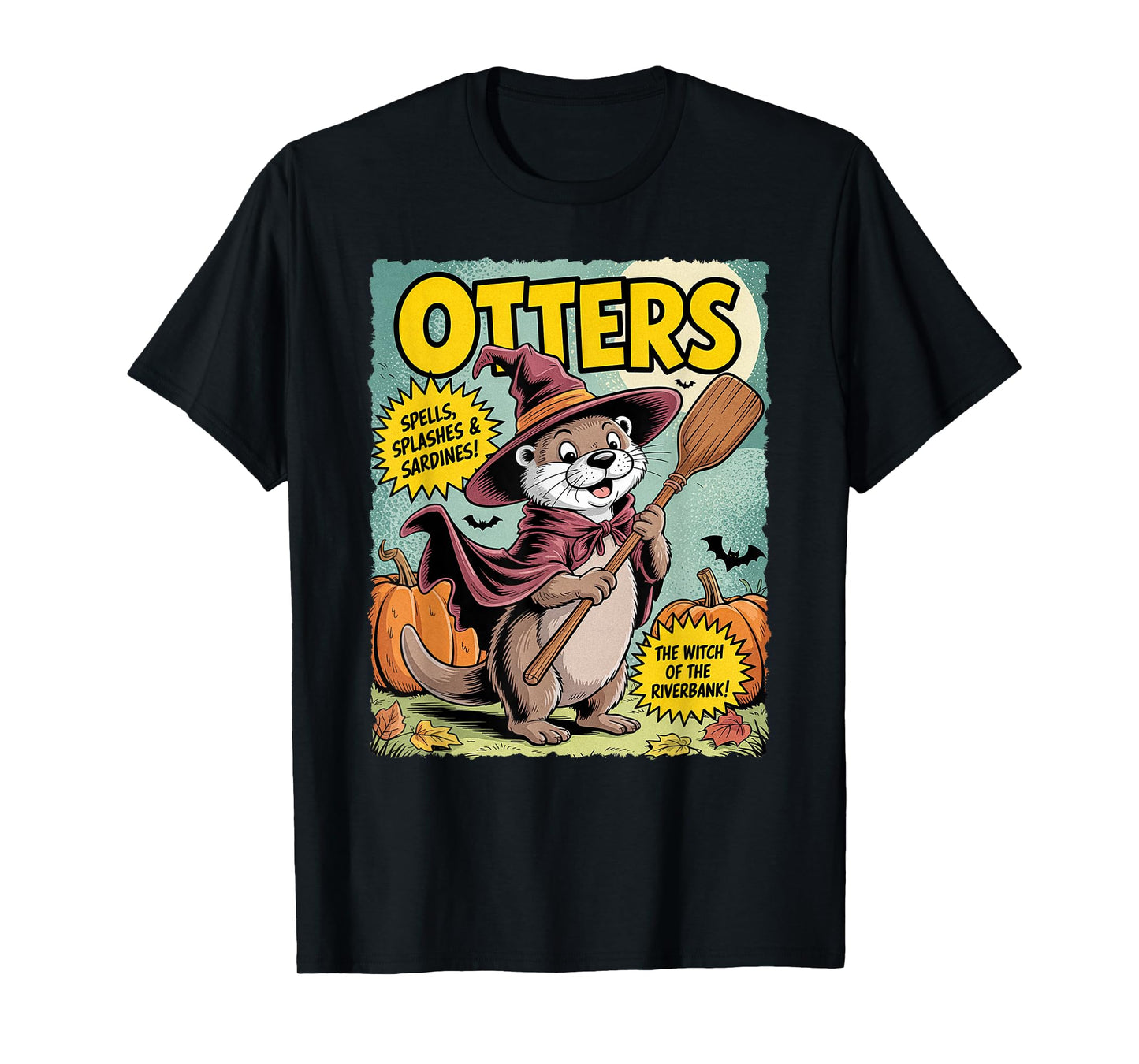 Funny Vintage Otter Witch Halloween Costume Comic Graphic T-Shirt
