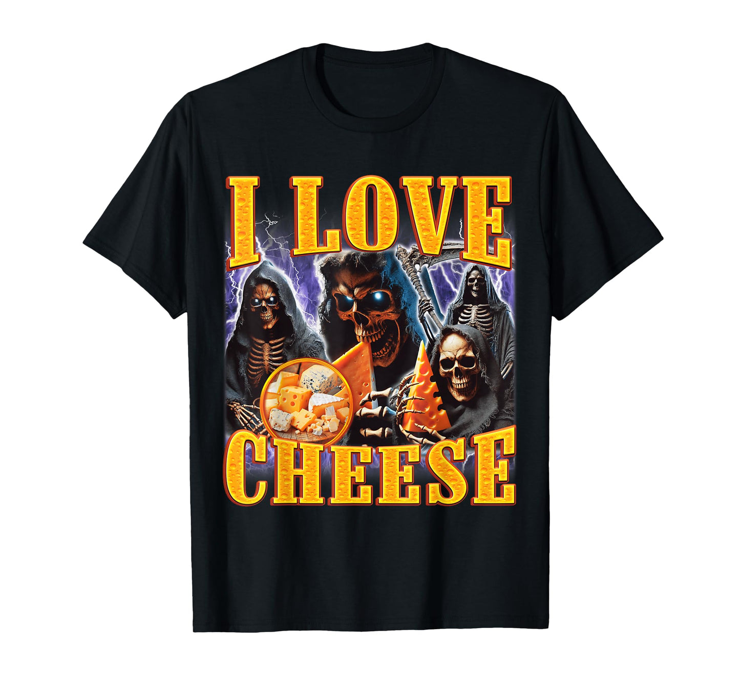 I Love Cheese Funny Skeleton Meme Weird T-Shirt