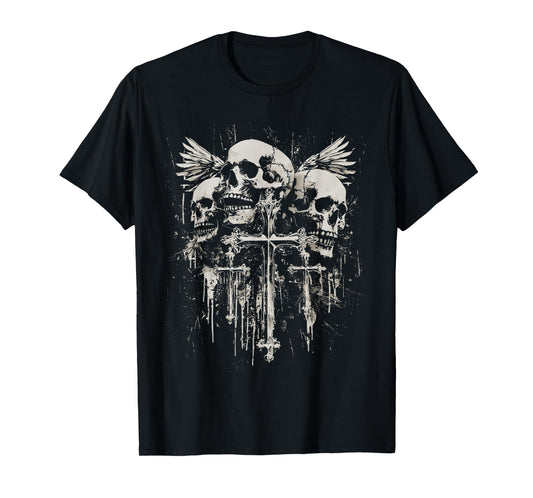 Skull Cross Y2K Goth Alt Grunge Gothic Emo Aesthetic T-Shirt