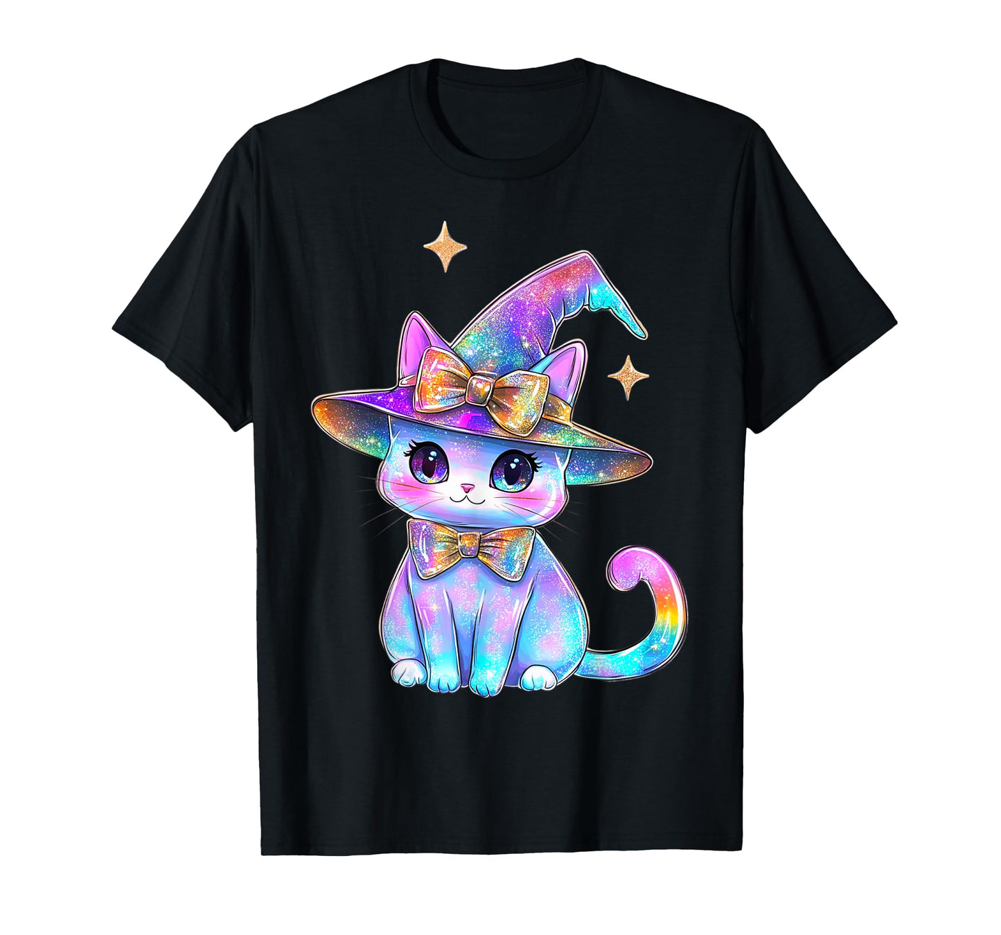 Kawaii Pastel Goth Cute Creepy Cat Witch Hat Halloween Girls T-Shirt