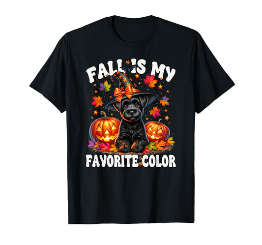 Cute Schnauzer Halloween Pumpkin Fall is My Favorite Color T-Shirt