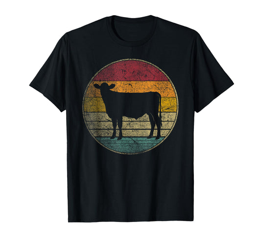 Cow - Vintage Distressed Retro Silhouette 60s 70s 80s 90s T-Shirt