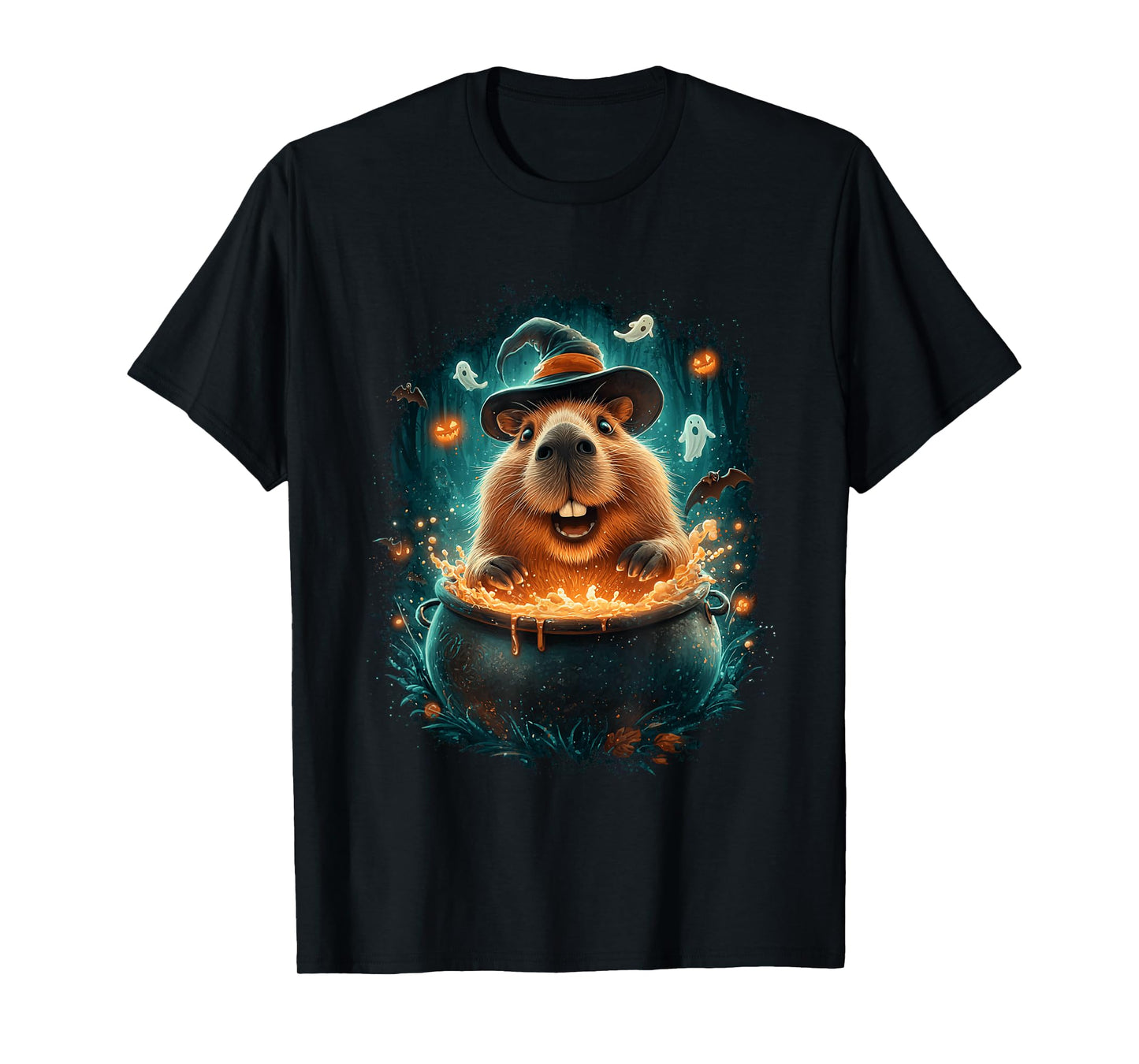 Witch Capybara Halloween Magic Hat T-Shirt