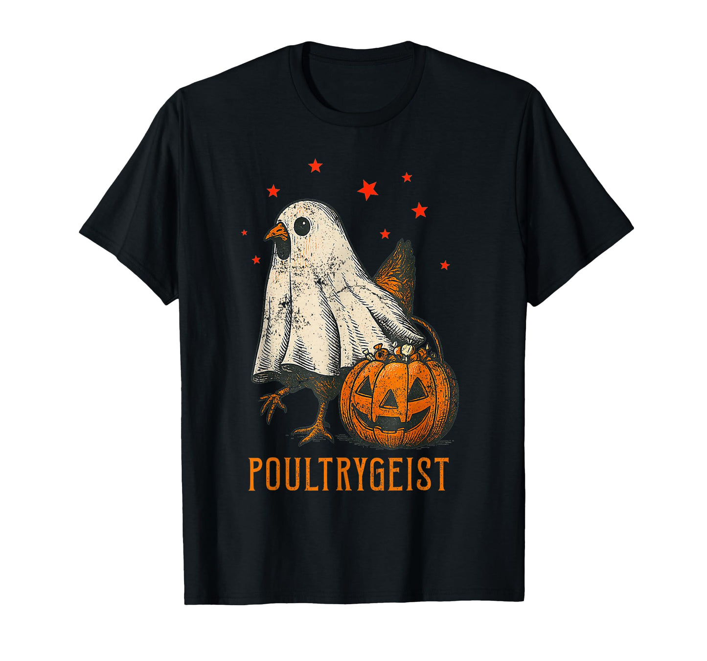 Poultrygeist Funny Halloween Chicken Ghost Costume Pumpkin T-Shirt