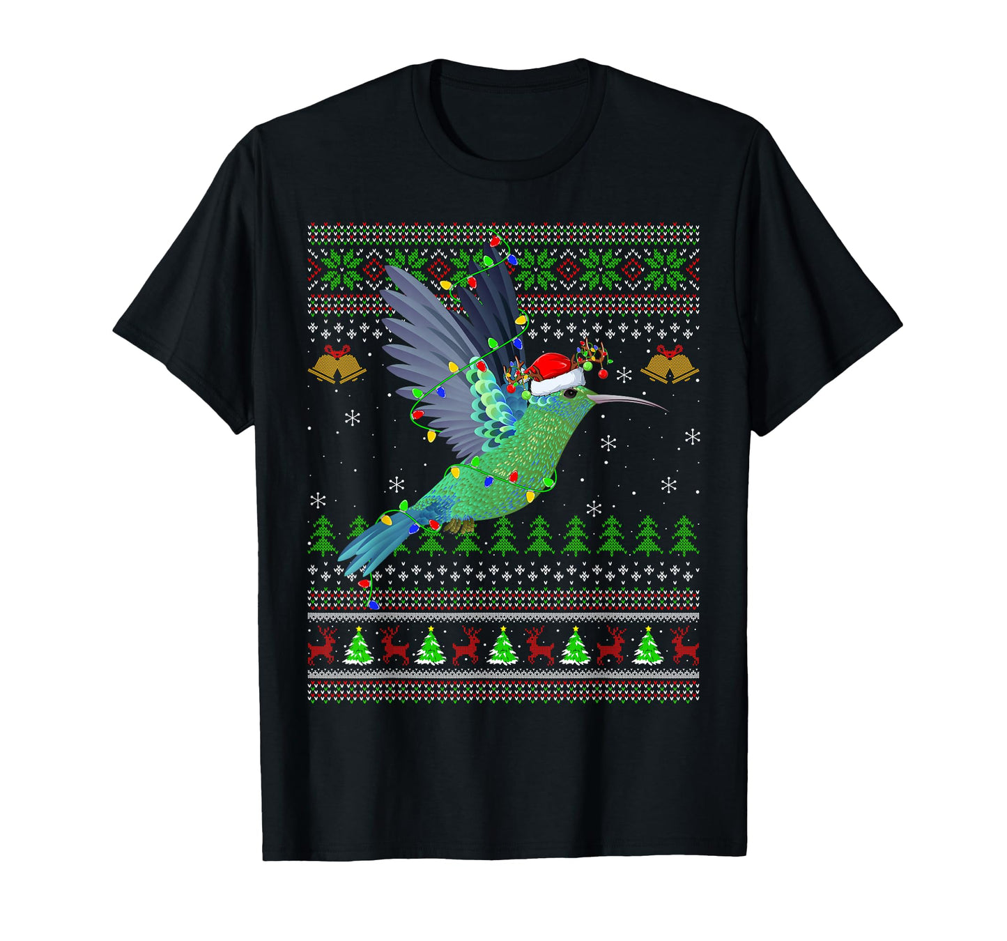 Hummingbird Ugly Christmas Sweaters Holiday Santa Cute Xmas T-Shirt