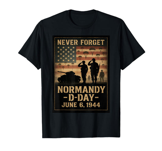 D-Day 81st Anniversary Normandy 1944 Military Tribute Men T-Shirt