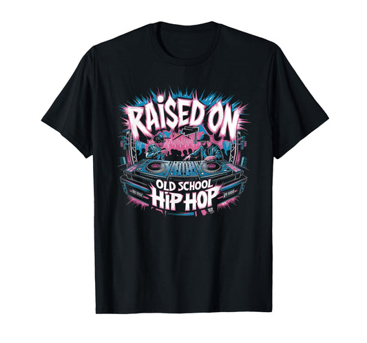 RAISED ON OLD SCHOOL Graffiti Rap HIP HOP Tshirt Cassette T-Shirt