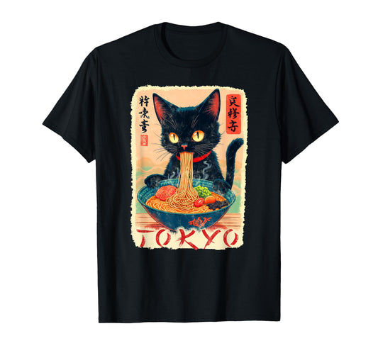 Tokyo cat Ramen Noodles Japanese Culture T-Shirt