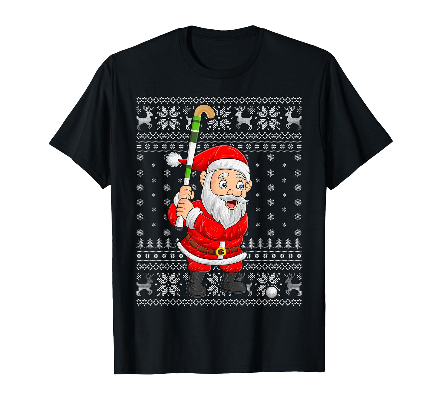 Santa Playing Hockey Ugly Christmas Sweaters Xmas T-Shirt