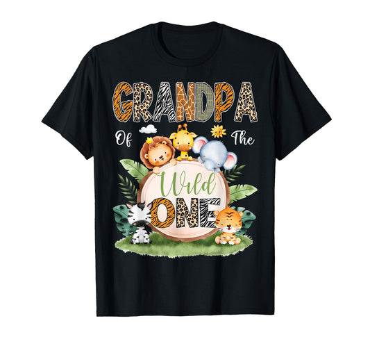 Grandpa Of The Wild One 1St Birthday Kids Safari Jungle T-Shirt