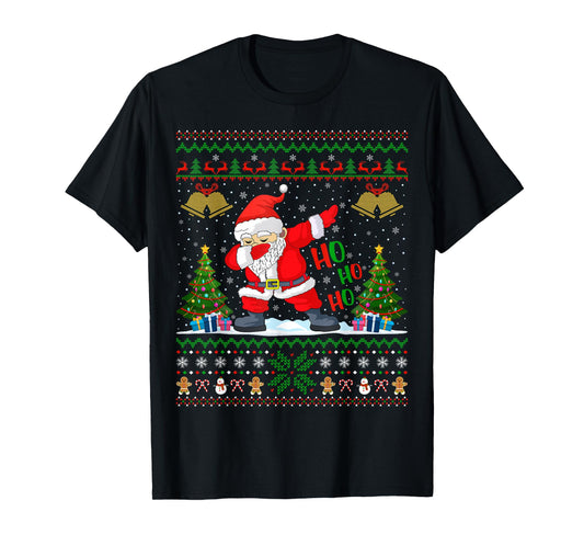 Family Matching Ugly Xmas Sweater Dabbing Santa Christmas T-Shirt