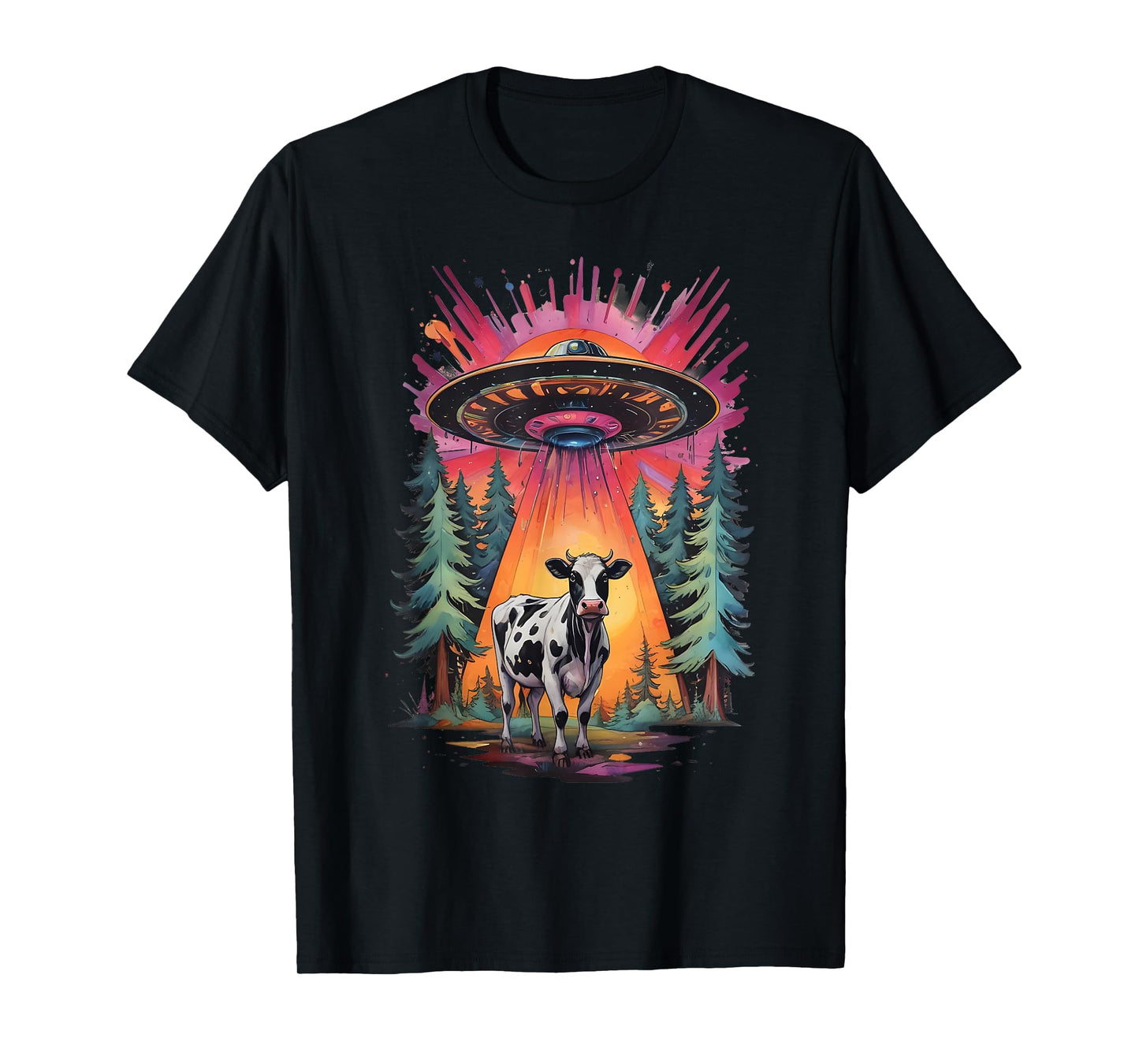 Funny Vintage Retro Graphic Alien UFO Cow Abduction BELIEVE T-Shirt