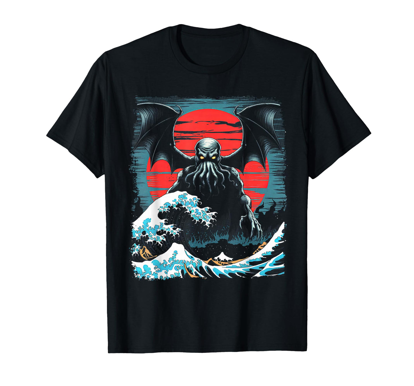 Vintage Japanese Cthulhu Great Wave of Kanagawa Poster T-Shirt