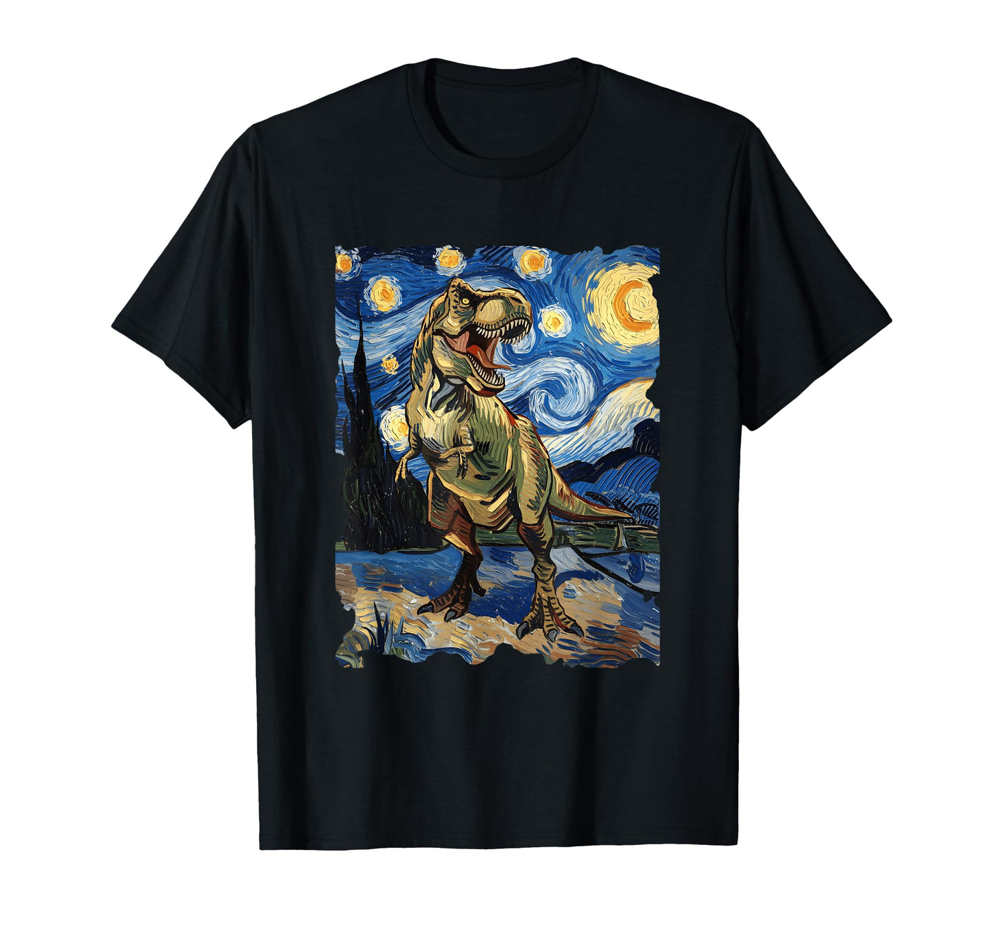T-Rex Starry Night - Funny Van Gogh Painting Dinosaur T-Shirt