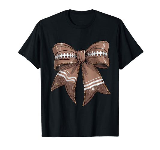 Coquette Bow Pumpkin American Football Thanksgiving Autumn T-Shirt