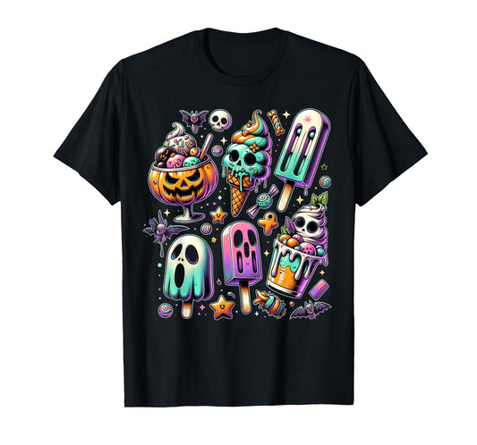 Vintage Horror Movie Summer Popsicle Halloween Summerween T-Shirt