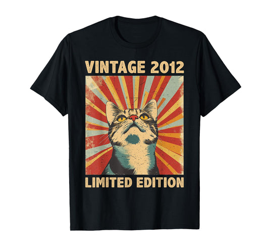 13 Years Old Gift Vintage 2012 Cat Lover 13th Birthday T-Shirt for Men Women Kids