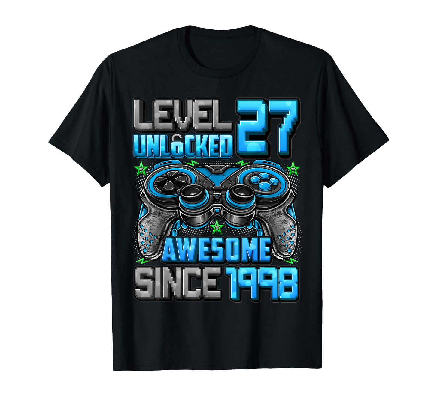 Level 27 Unlocked Awesome Since 1998 27th Birthday Gaming T-Shirt