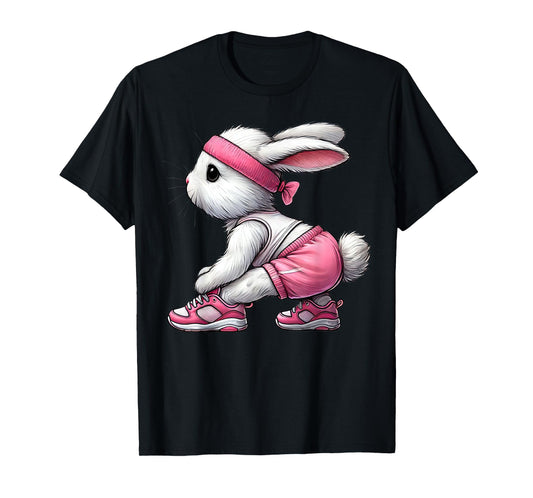 Easter Bunny Exercising Gym Fitness Workout Training T-Shirt
