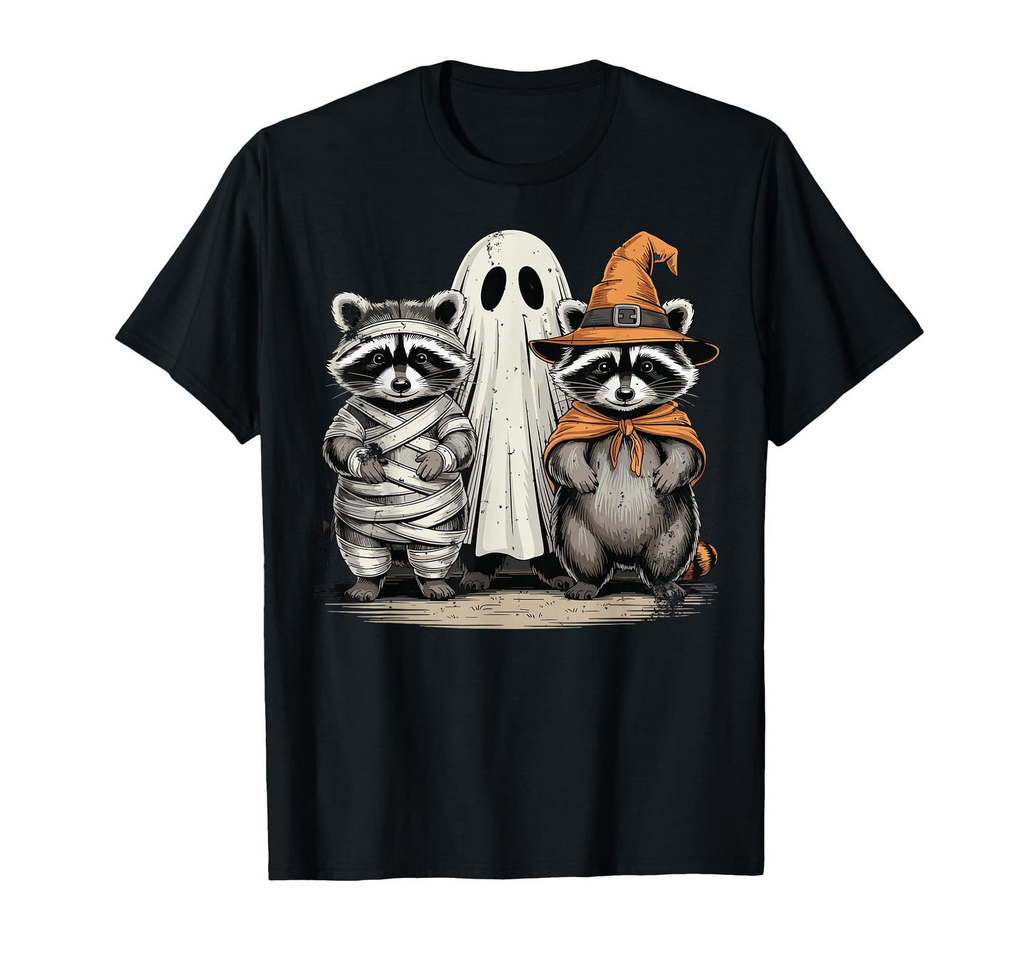 Cute Halloween Raccoon Ghost Witch Costume T-Shirt