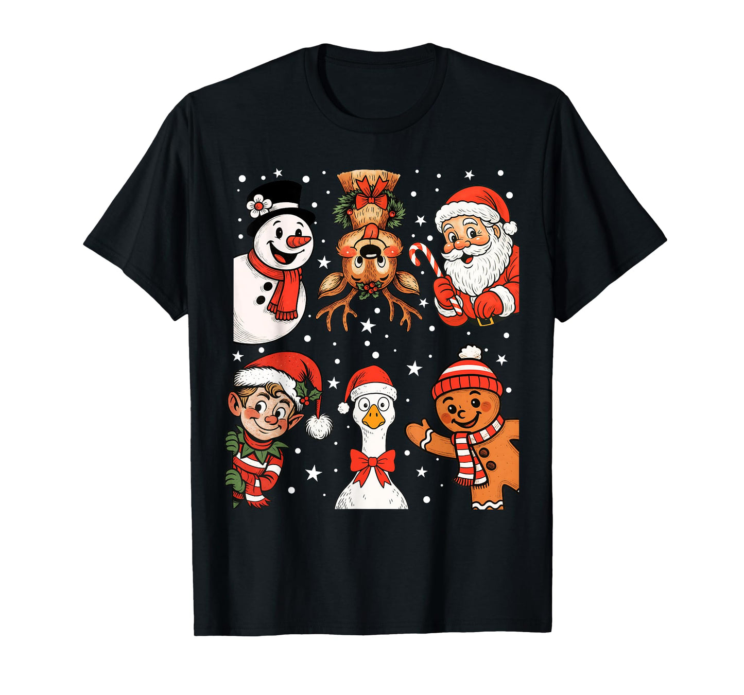 Funny Santa Claus Elf Snowman Ginger Bread Goose Christmas T-Shirt