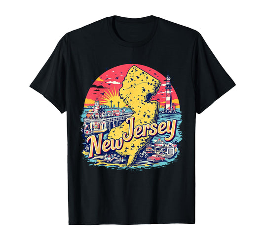 Vintage New Jersey State Map Retro T-Shirt
