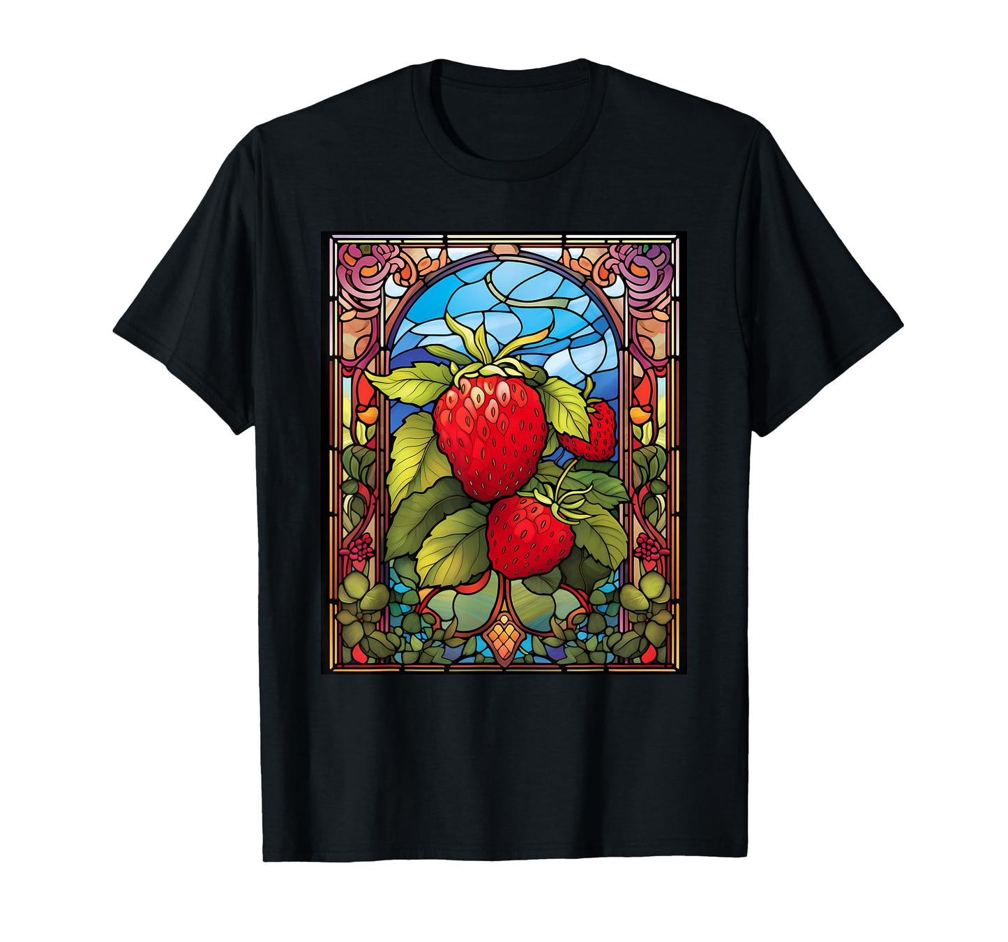 Stained Glass Style Strawberry T-Shirt