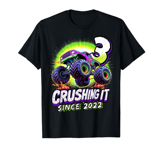 Birthday Monster Truck 3 year Old Boys 3rd Party Born 2022 T-Shirt