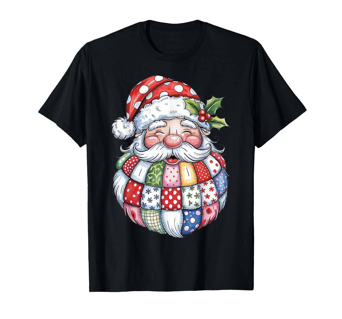 Patchwork Santa Claus Retro Christmas Funny Mens Womans Kids T-Shirt