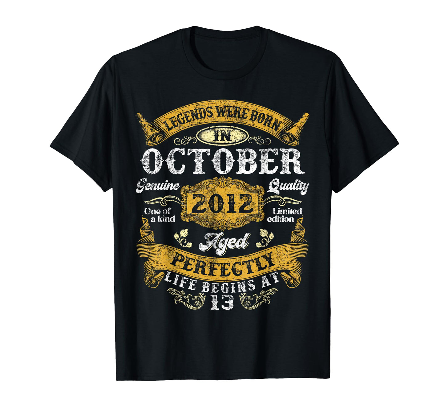 Legends Were Born In October 2012 Vintage 13th Birthday Boys T-Shirt