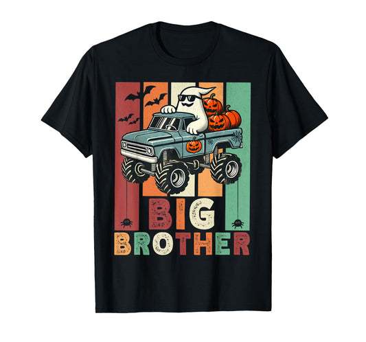 Vintage Ghost Monster Truck Halloween Big Brothers Pumpkins T-Shirt