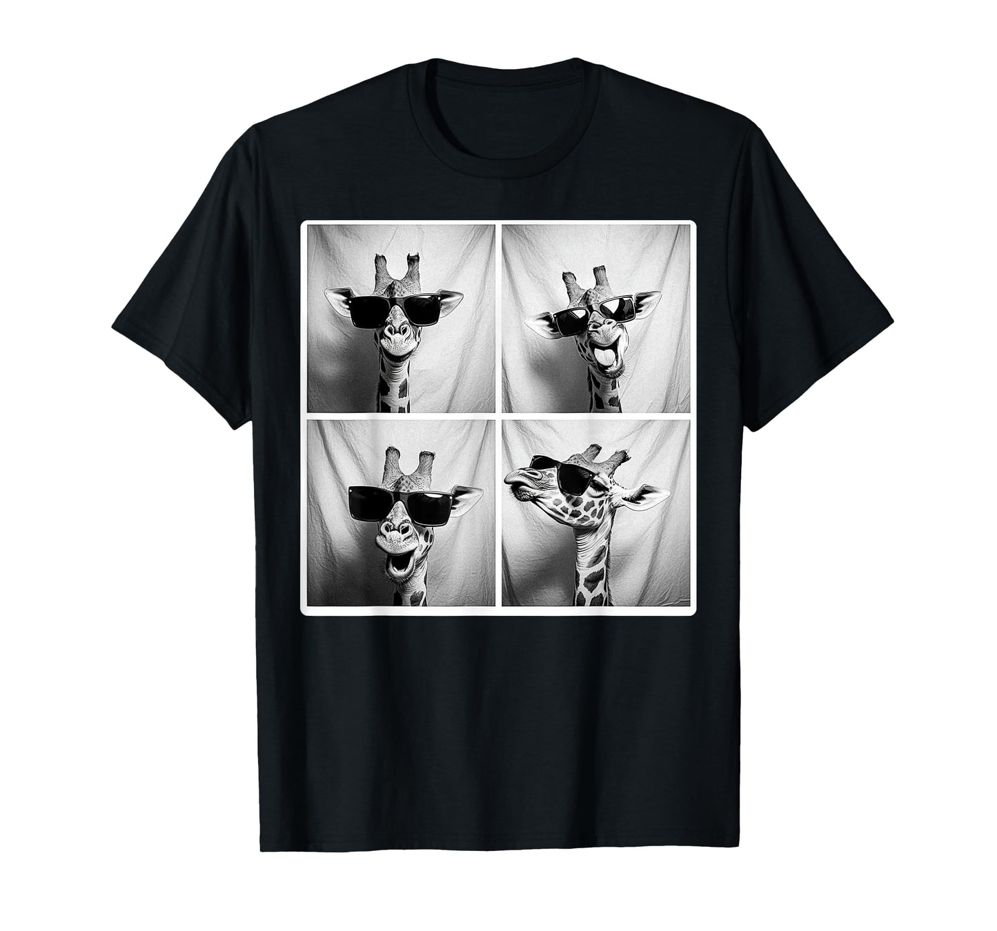 Giraffe Wearing Sunglasses Funny Photobooth Safari Selfie T-Shirt