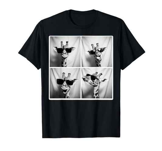 Giraffe Wearing Sunglasses Funny Photobooth Safari Selfie T-Shirt
