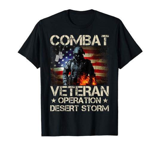 A Veteran USA Flag Combat Operation Desert Storm T-Shirt