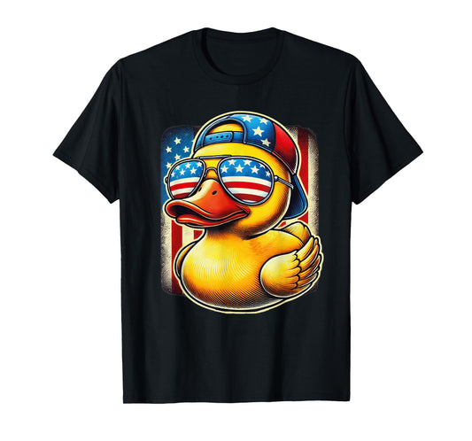 Rubber Duck Shirt USA Flag Gift Funny Duckie Cool Duck T-Shirt