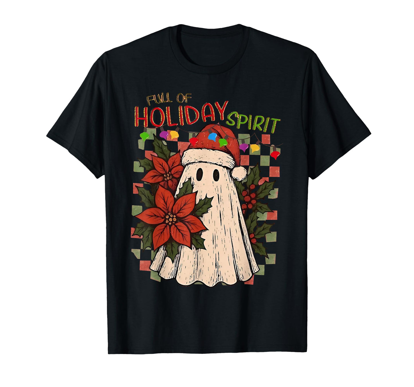 Santa Ghost Holiday Spirit Teacher Preppy Floral Christmas T-Shirt