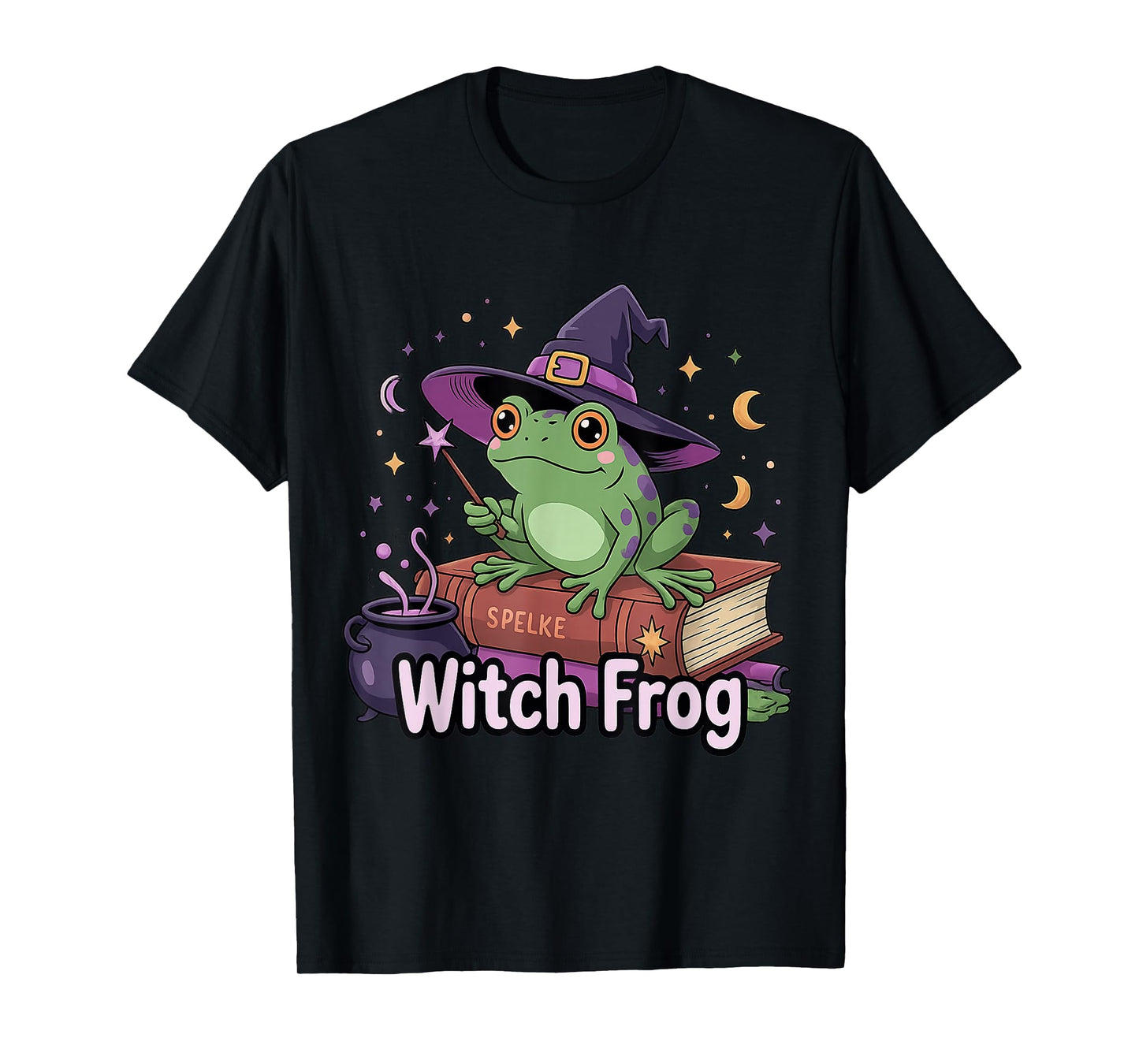 Funny Witch Frog Hat Cute Spooky Halloween Costume Matching T-Shirt