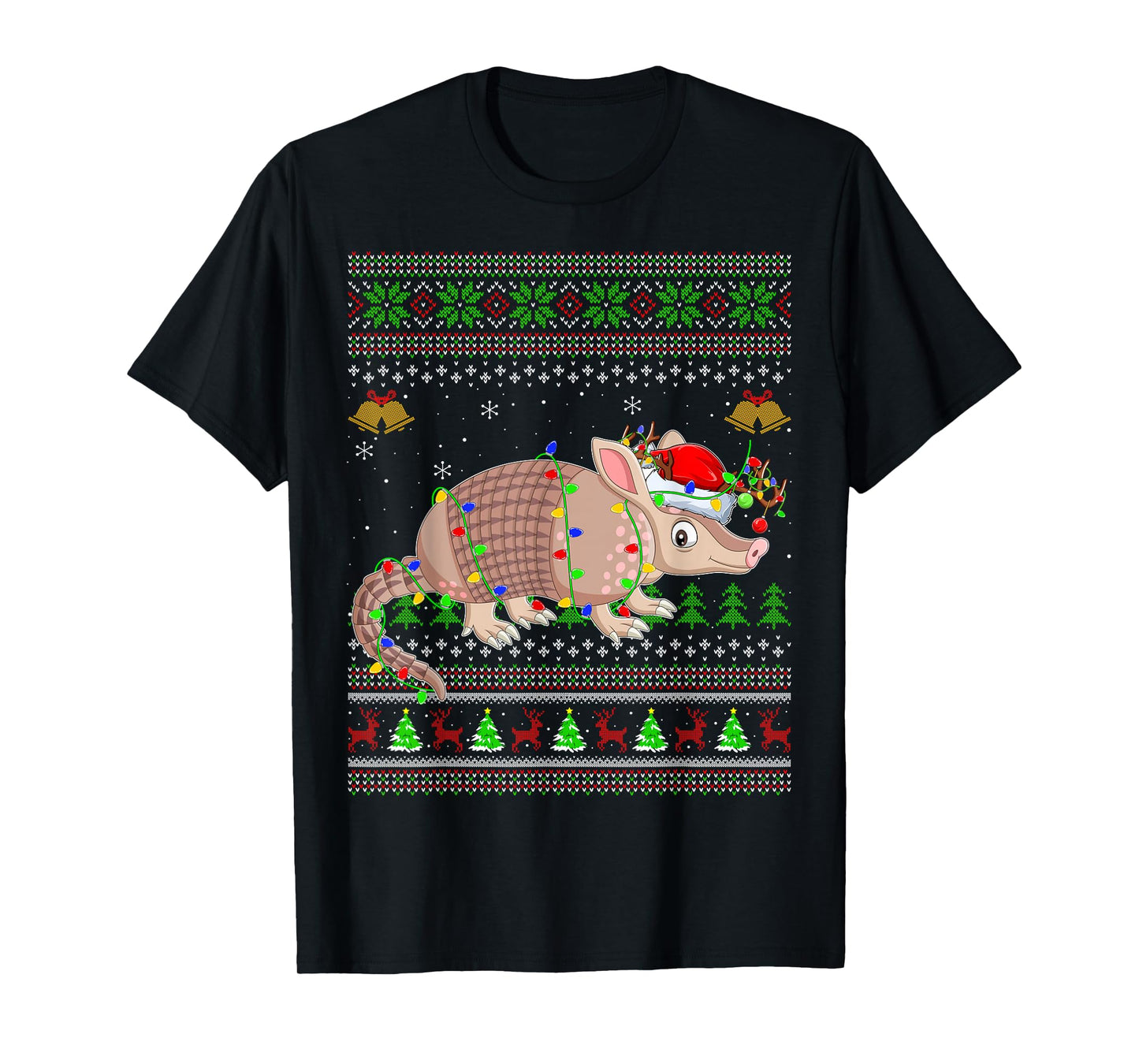 Armadillo Ugly Christmas Sweaters Holiday Santa Cute Xmas T-Shirt