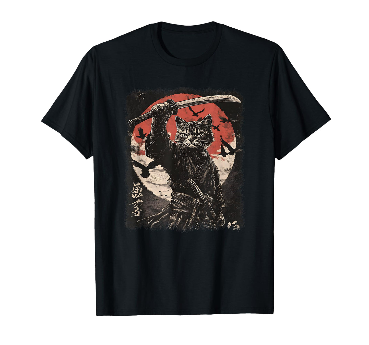 Samurai Cat, Japanese Warrior | Vintage Samurai Art & Anime T-Shirt