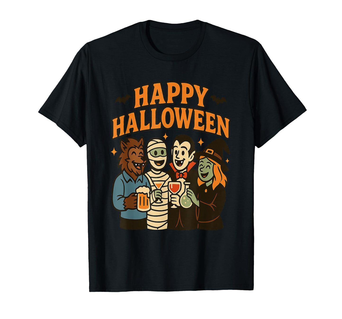 Happy Halloween Drinking Squad T-Shirt Funny Monster Party T-Shirt