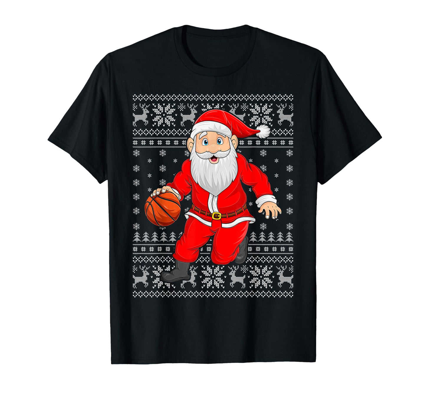 Santa Playing Basketball Ugly Christmas Sweaters Xmas T-Shirt