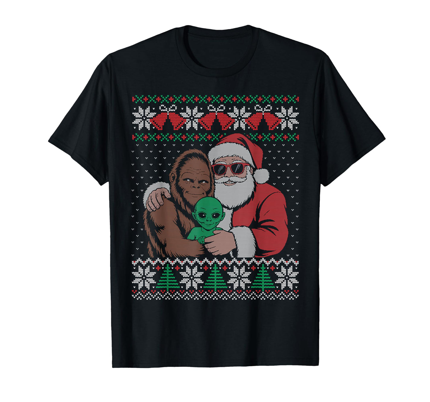 Alien Santa Bigfoot Ugly Christmas Sweater Funny T-Shirt