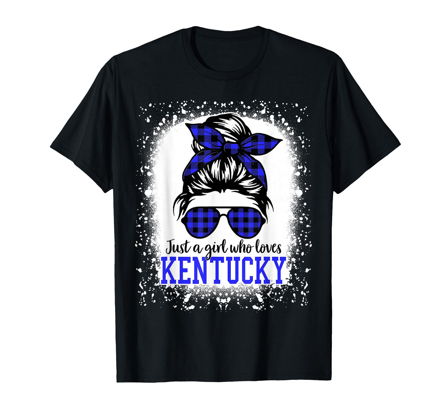 Kentucky Women Girls Messy Bun Hair, Kentucky State Pride T-Shirt