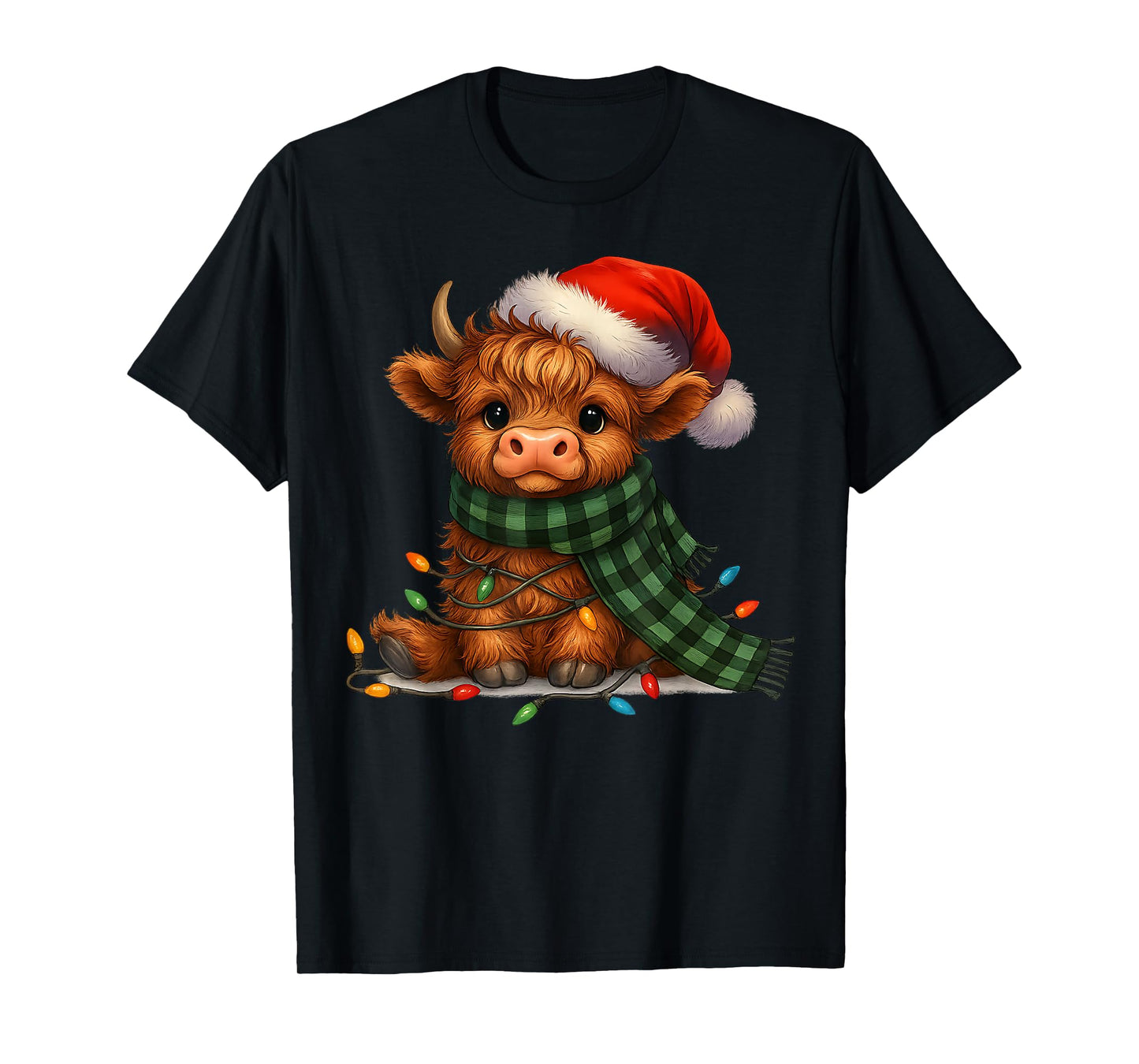 Christmas Scottish Highland Cow Santa Xmas Farm Animal Lover T-Shirt