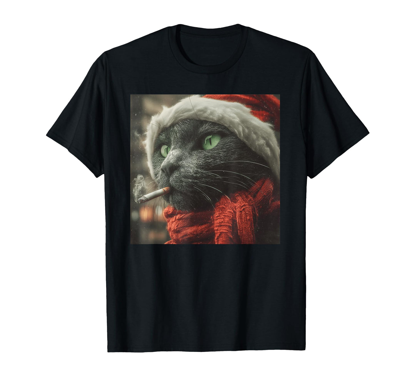Santa Cat Cigarette Noir Holiday Winter Scarf Festive T-Shirt